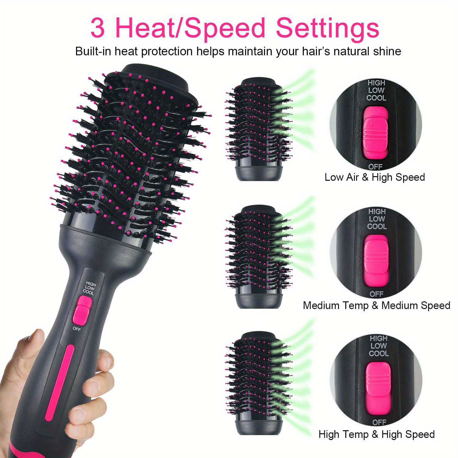 hair dryer brush hot air brush 3 in 1 drying brush hair dryer volumizer diy hair styling tool for all hair types details 2