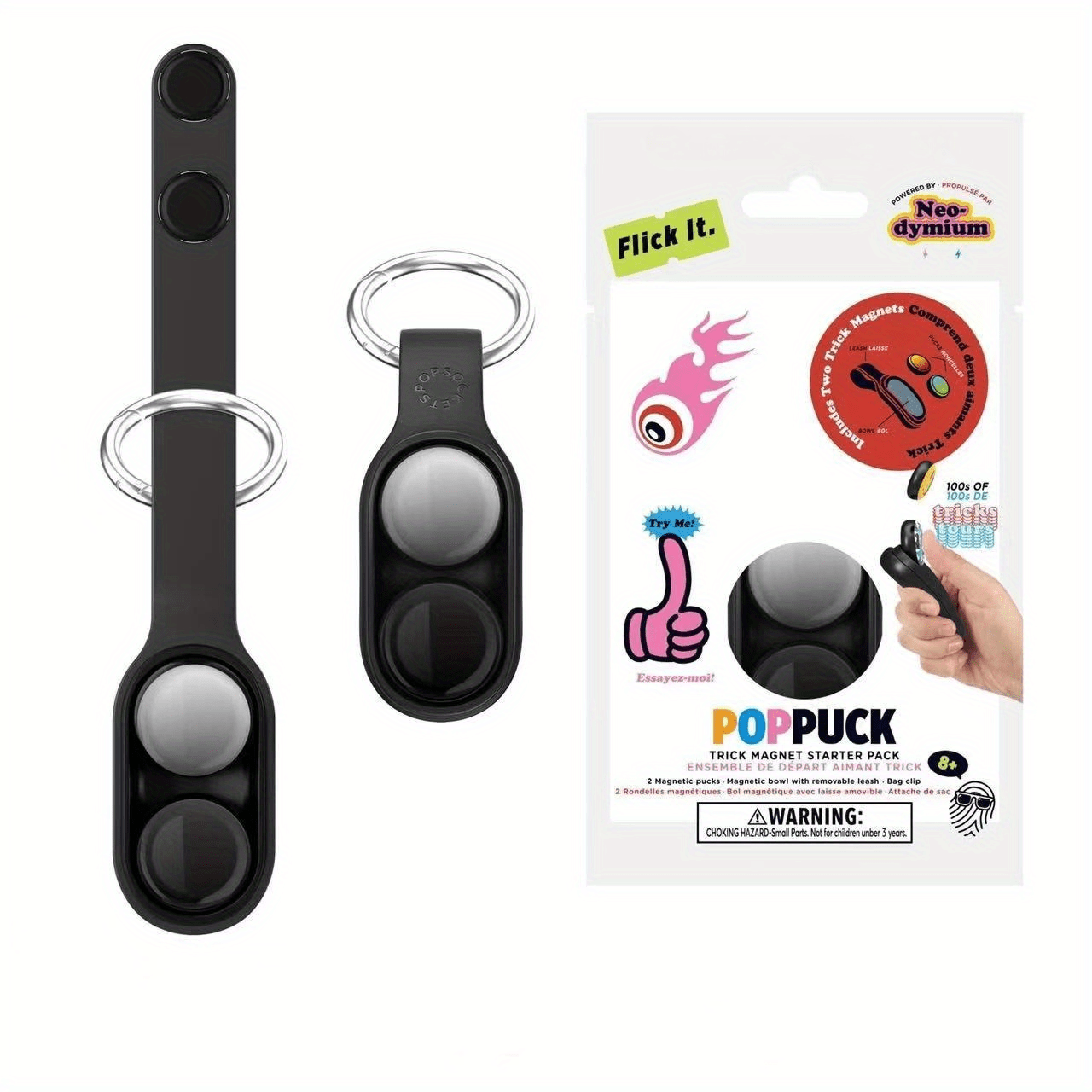 PopPuck Fitget toy Magnetic buckle fingertip Elastic release magnet  Decompression magnetic keychain