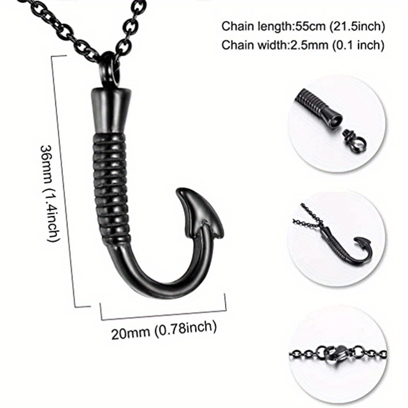 Stainless Steel Fishing Hook Urn Necklace for Ashes - Keepsake Memorial  Pendant with Cremation Jewelry *