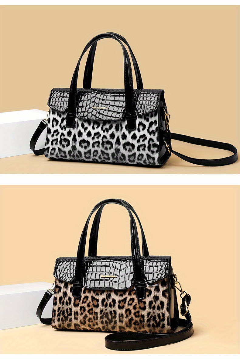 QWZNDZGR Animal Print PU Leather Tote Bag for Women Retro Shoulder Bag with  Tassel Leopard Print Top Handle Handbag for Work 