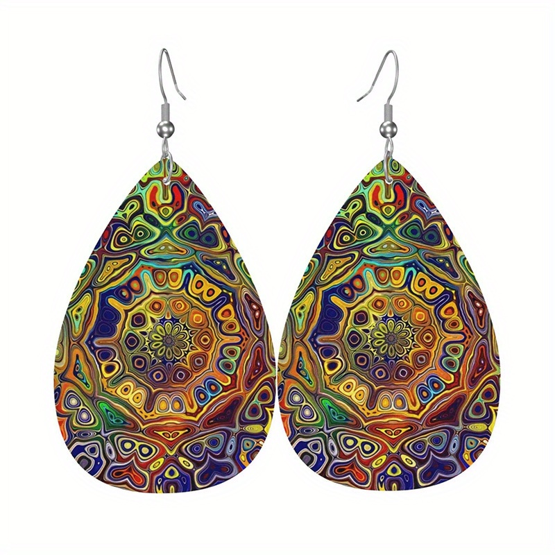 TEMU Pendientes de cara estampados para mujer, pendientes colgantes estilo bohemio, pendientes para fiestas, regalos de joyería