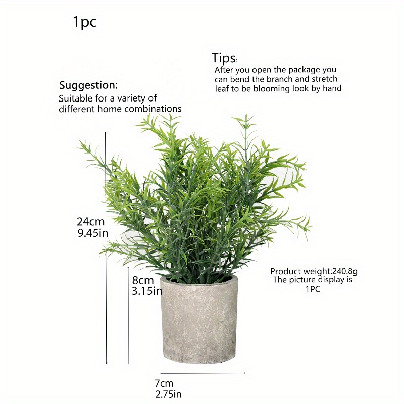 1pc Artificial Potted Rosemary Plants- Rustic Farmhouse Topiary Shrubs For  Decoration Centerpieces Living Room, Shelf Bedroom Aesthetic Green Bathroom