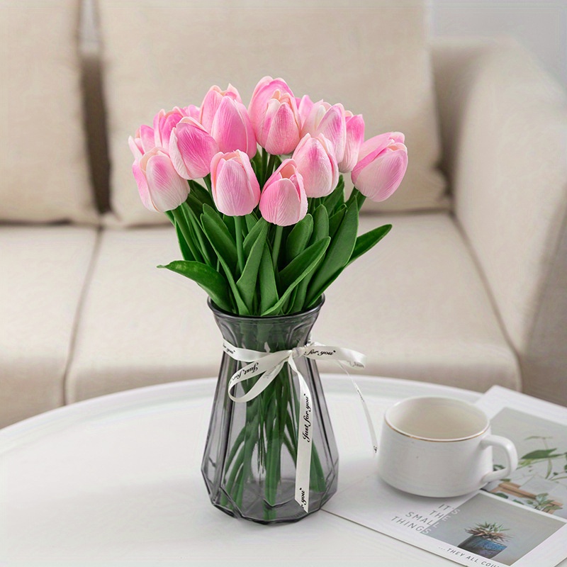 10 Pcs Real Touch Tulip Flower Bouquets Pu Holland Mini Tulip Flowers ...