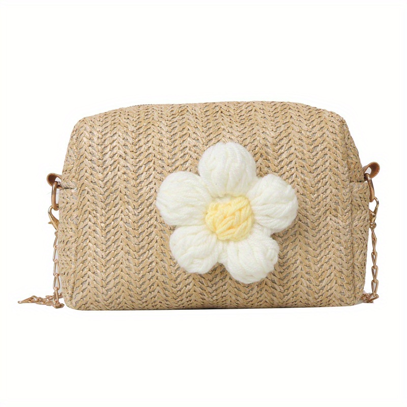 Boho Chic Small Round Daisy Straw Bag - Feel Good Decor