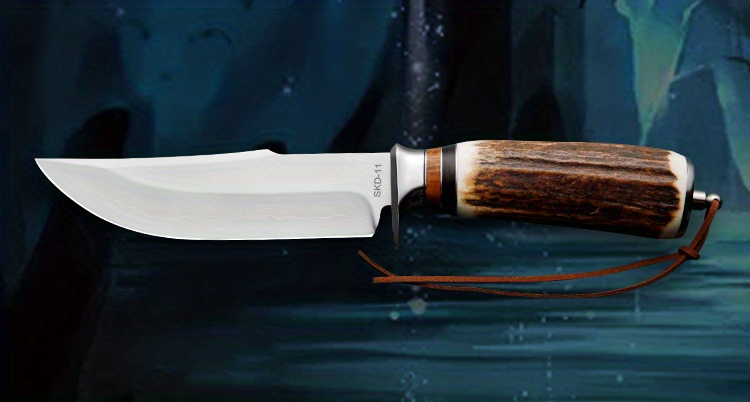 Durable Hunting Knife With Antler Handle And Vegetable - Temu