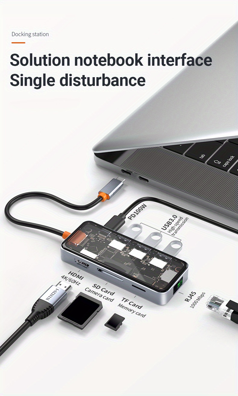 Прозрачный концентратор USB C многопортовый адаптер HDMI 8 в - Temu ...