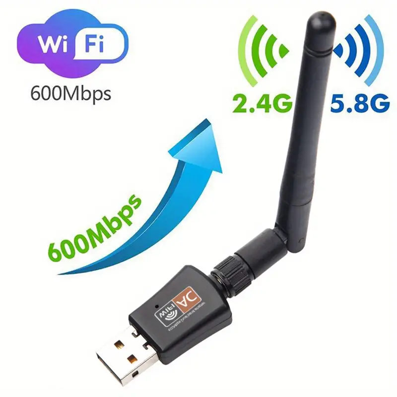ac600m dual band usb wireless card 2 4 5g receiver and transmitter computer wireless network adapter 5db details 0