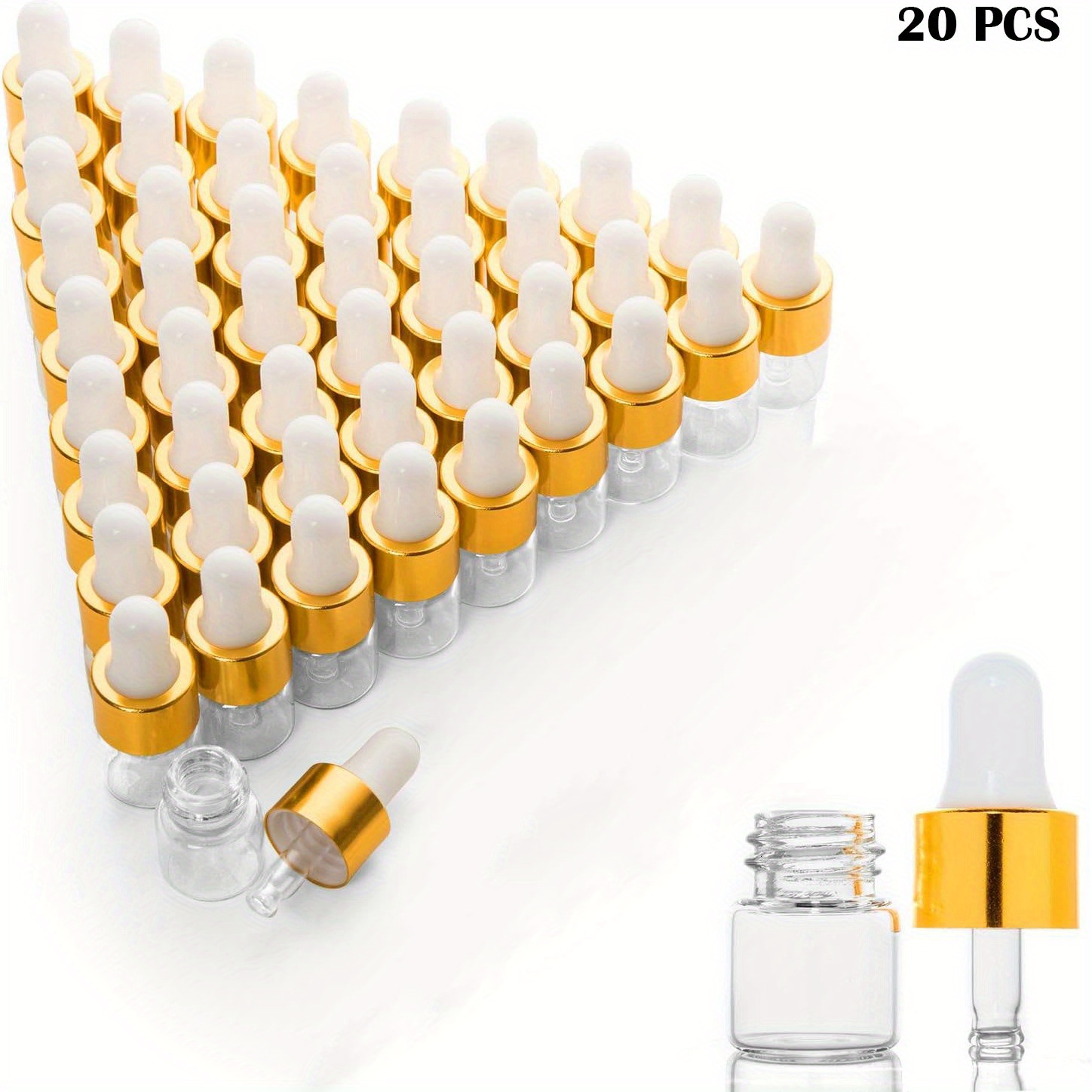 20/10Pcs 1ml Glass Bottles Small Tiny Clear Glass Bottle Vials