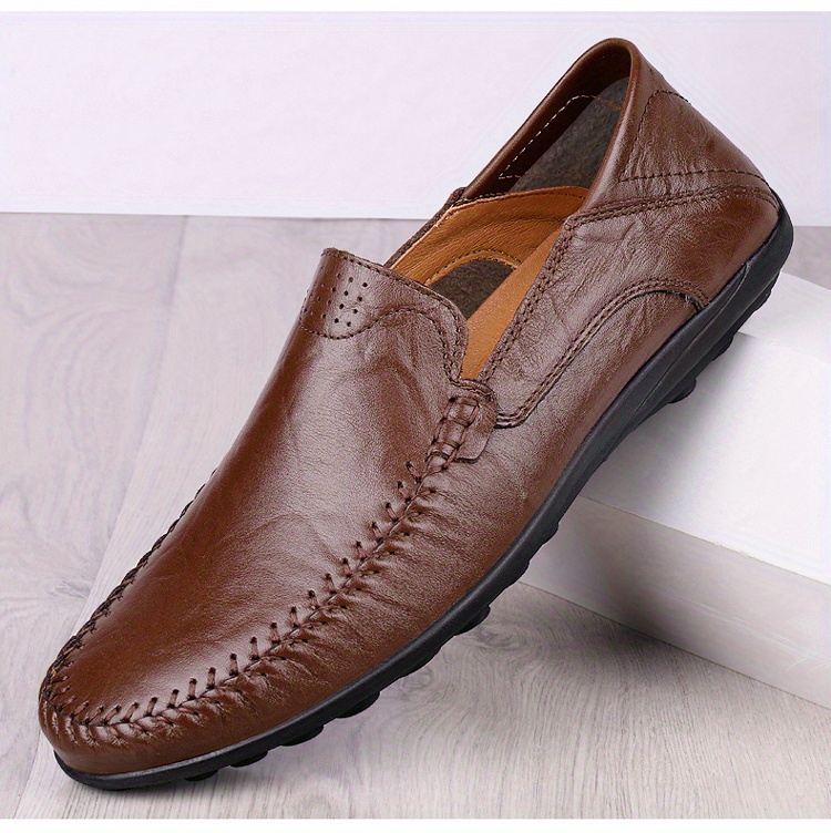 Clohoo Men's Loafer Shoes Handmade Stitching Casual Slip On - Temu