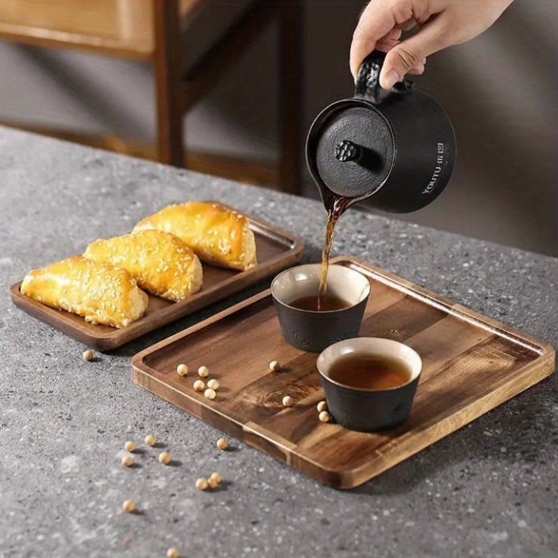 Acacia Wood Breakfast Tray Simple Design Solid Wood Square Temu