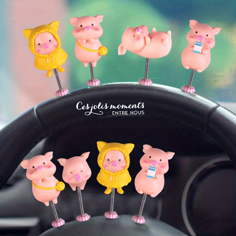 Car Center Console Shake Head Cartoon Pig Decoration Center - Temu