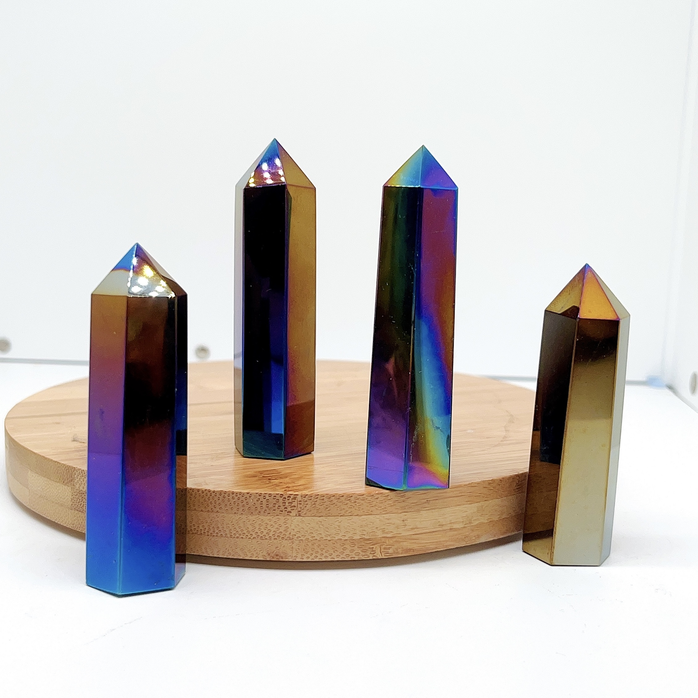 Colorful Aura Healing Crystal Hexagonal Magic Wand Healing Stone