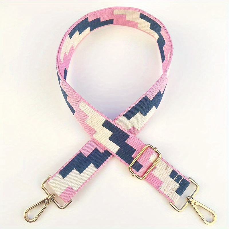Colorblock Bag Strap Geometric Pattern Adjustable Travel Accessories