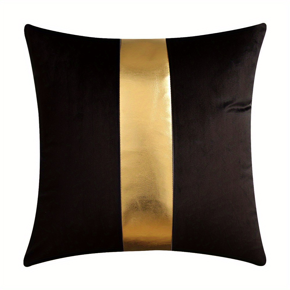 1pc Velvet Pillowcase, Simple Leather Pu Cushion Cover