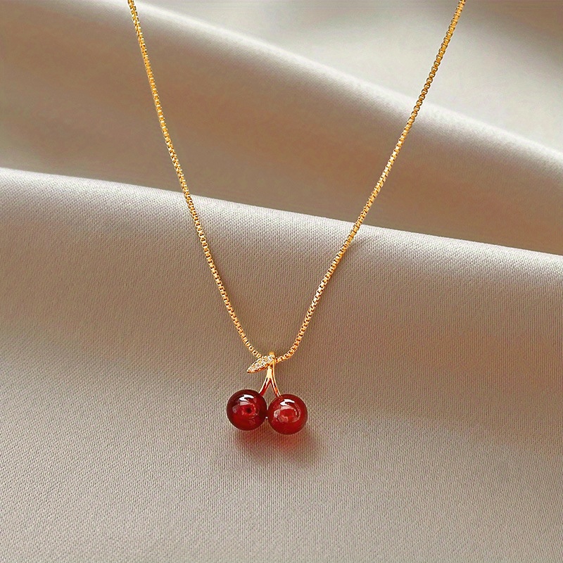 New Hot Sale Fashion Simple Cute Fruit Cherry Pendant Necklace - Temu  Germany