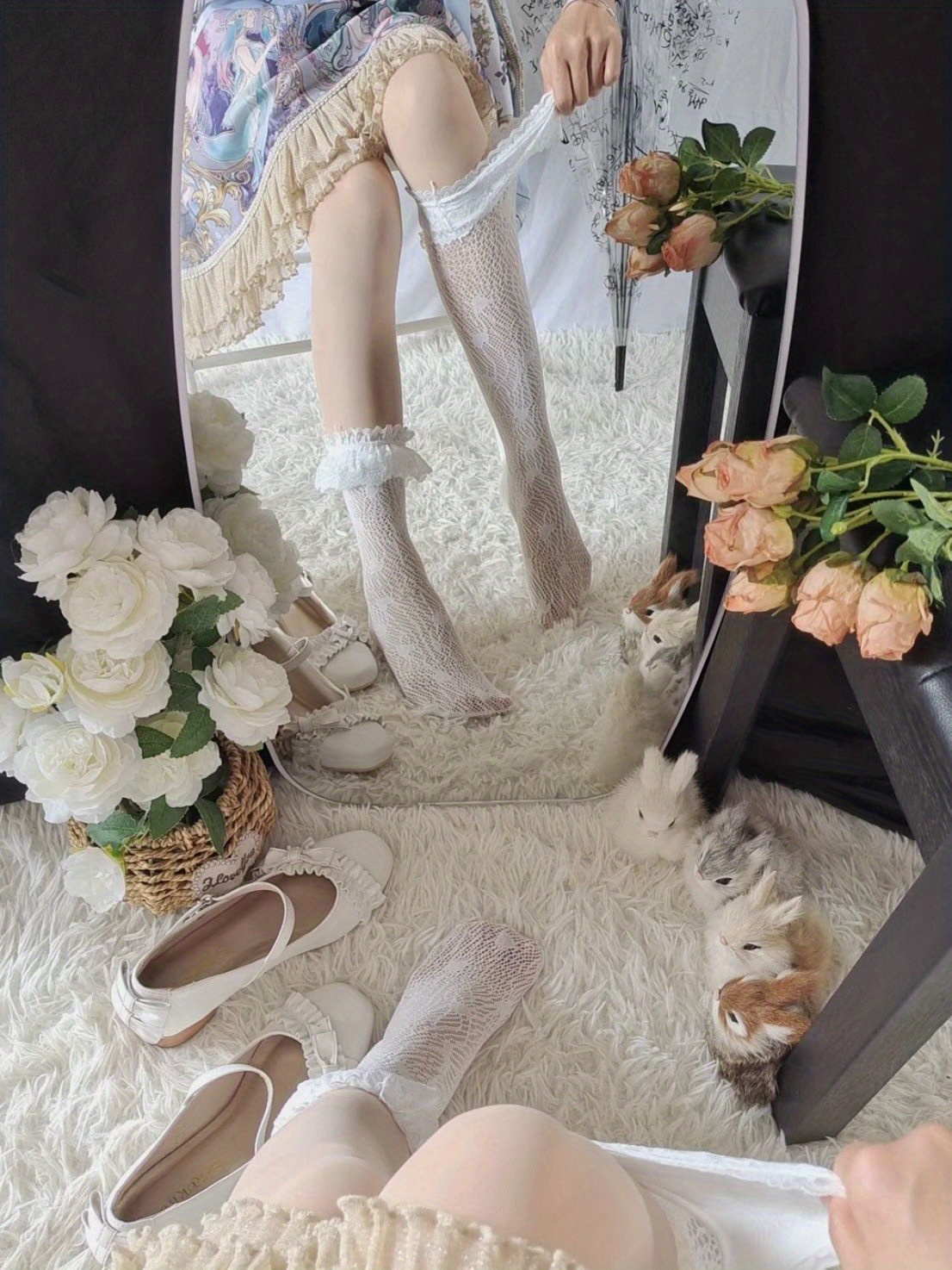 Women Sexy Lace Pantyhose Sweet Heart Pattern Tights Lolita