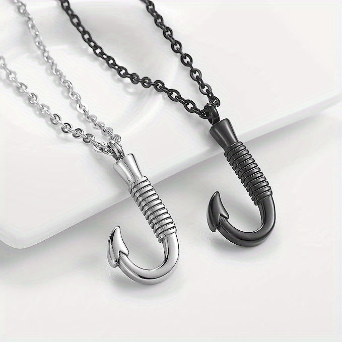 Stainless Steel Fishing Hook Urn Necklace for Ashes - Keepsake Memorial  Pendant with Cremation Jewelry *