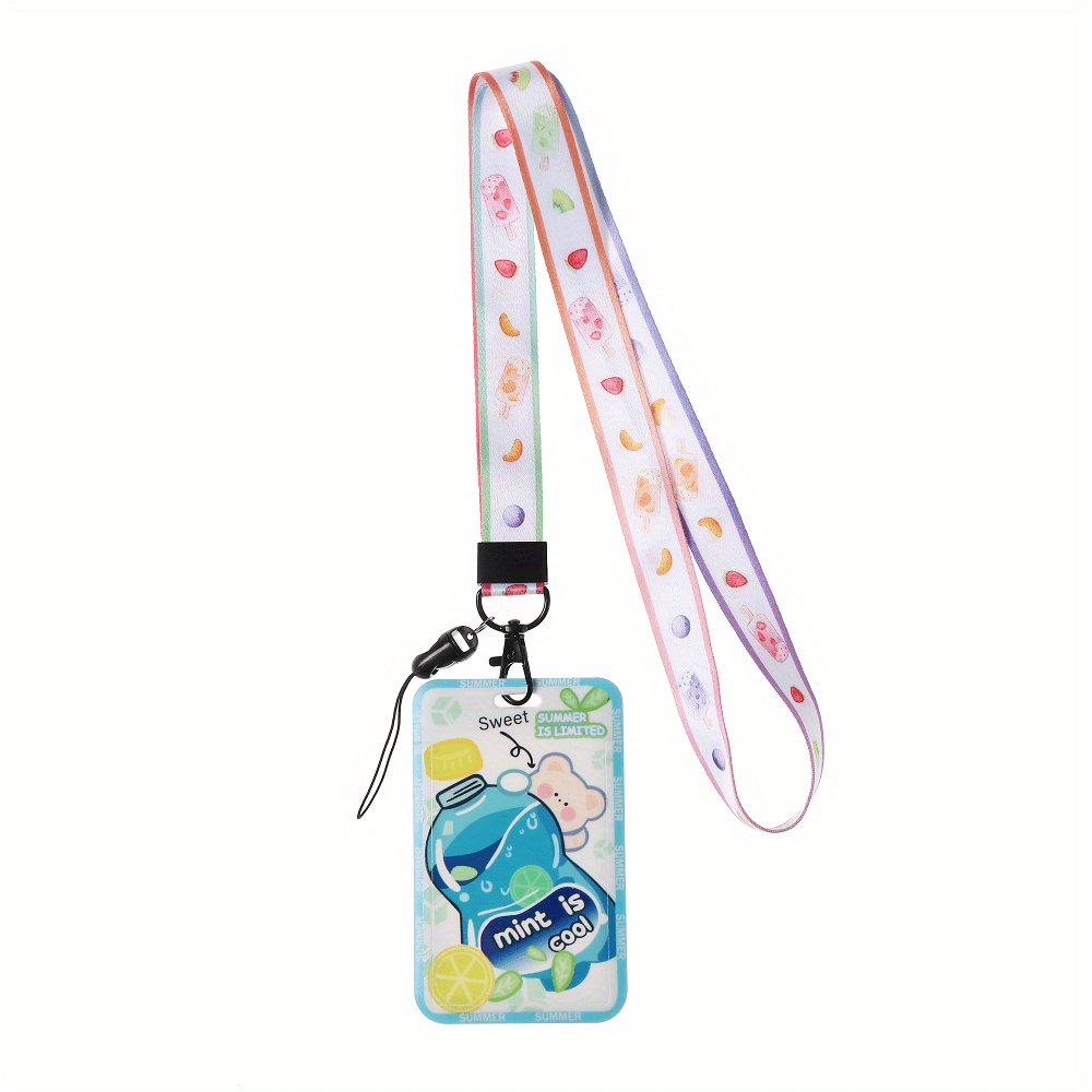 Id Badge Holder Lanyard Cute Bottle Id Card Holder Clear Id - Temu