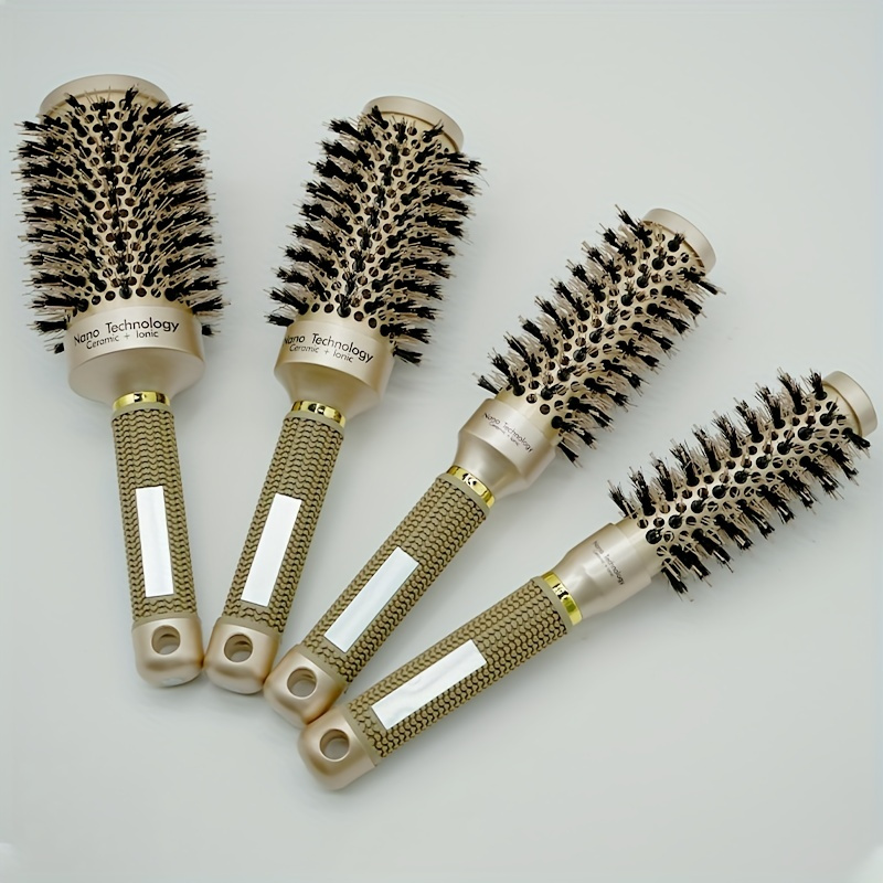 5Pcs Round Brush for Blow Drying, Round Brush Set with Boar Bristle Curved  Vented Hair Brush, Nano Thermal Ceramic & Ionic Tech Round Brushes, for