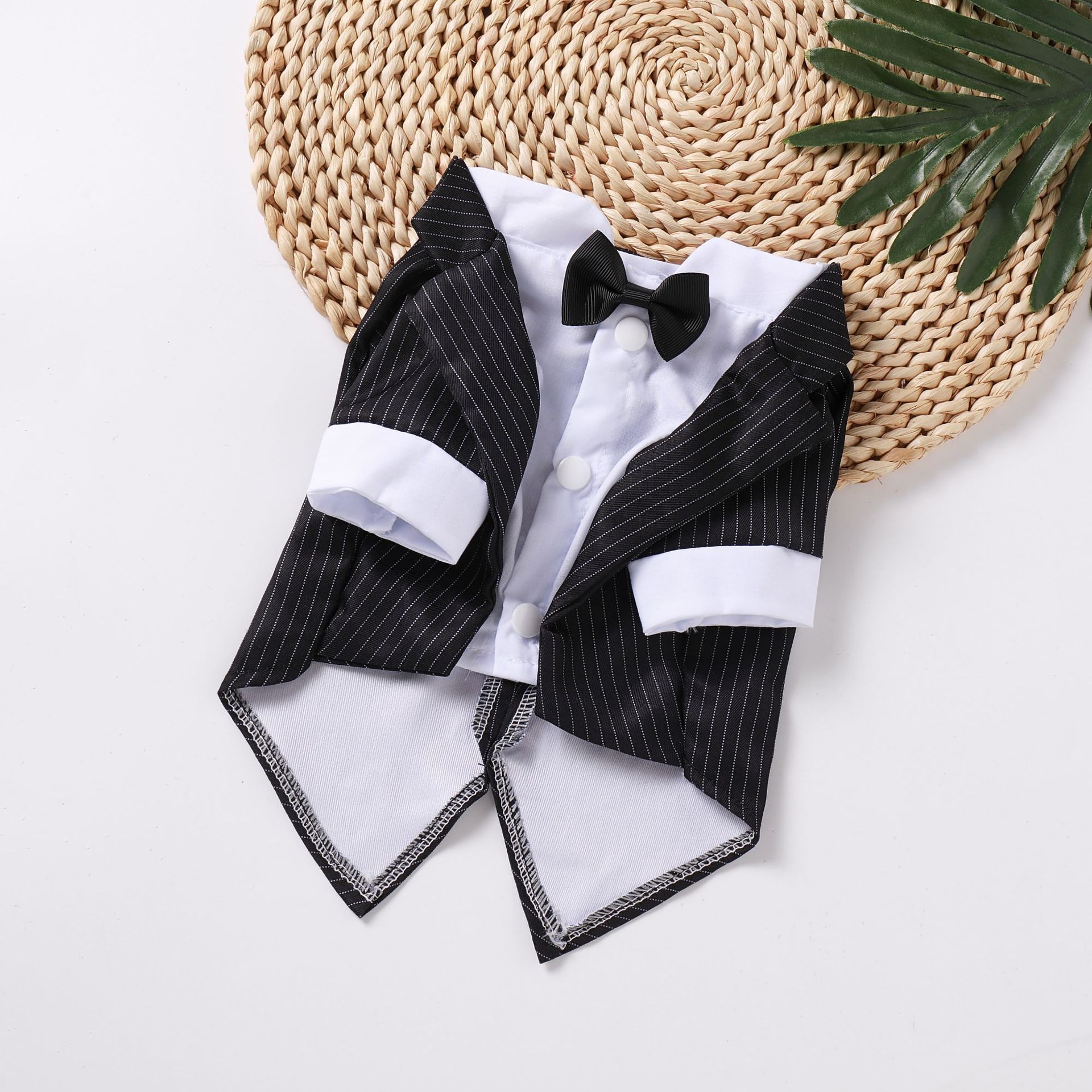 Pet Costume Dog Suit Formal Tuxedo With Black Bow Tie For Small Dogs