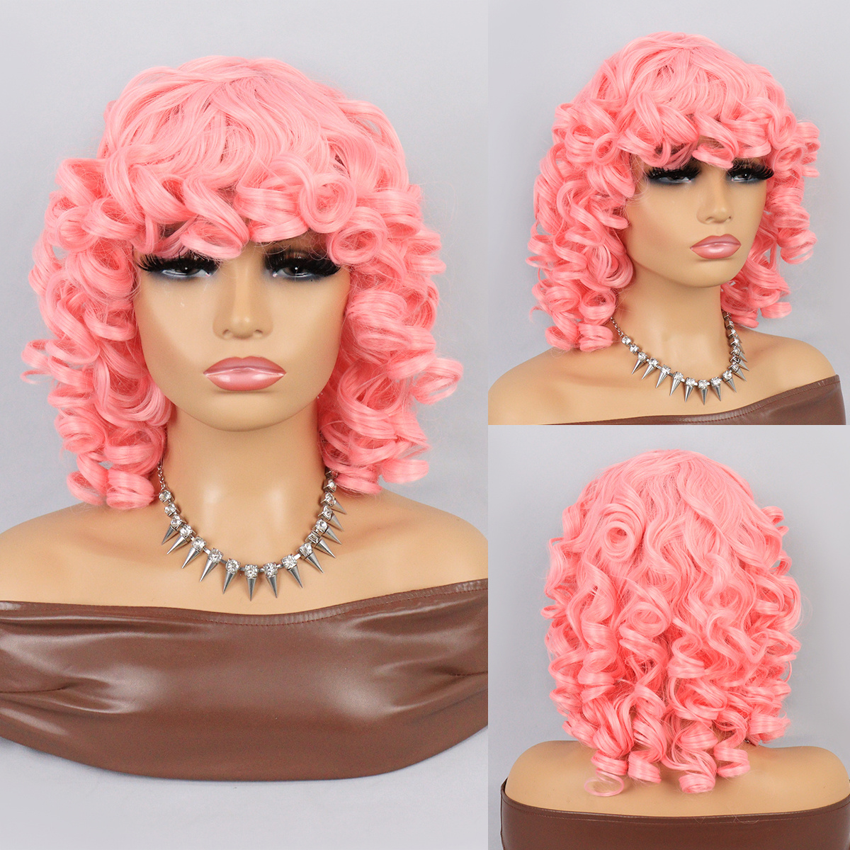 Short curly pink outlet wig