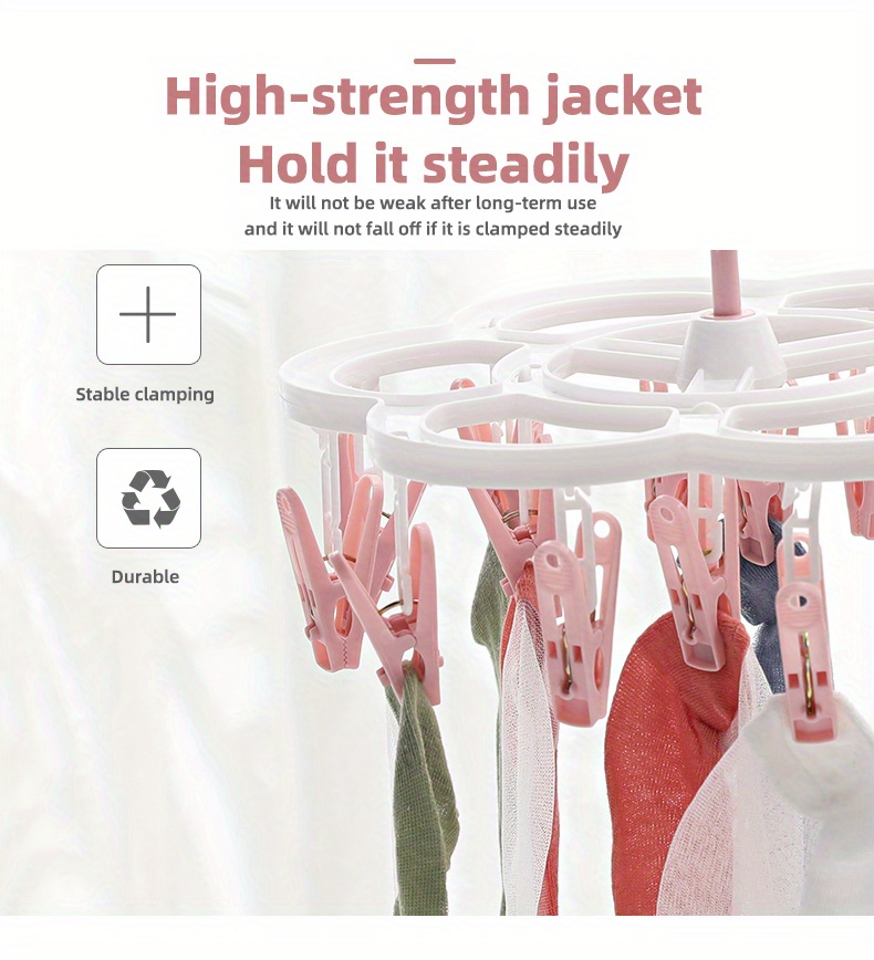 1pc   clothes hanger with 16 clothespins for socks bras and underwear     for easy drying and organization details 2