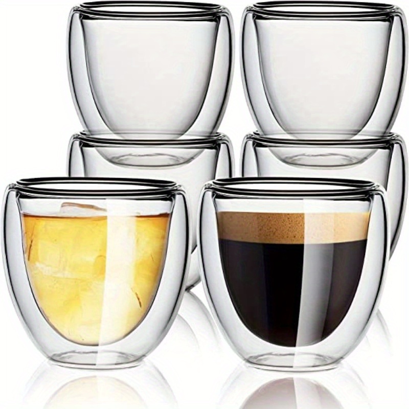 BOHEM'S Tazas de espresso, 3.2 onzas, vasos de café expreso de vidrio  transparente Demitasse pequeños, juego de tazas, platillos y mini cucharas  de