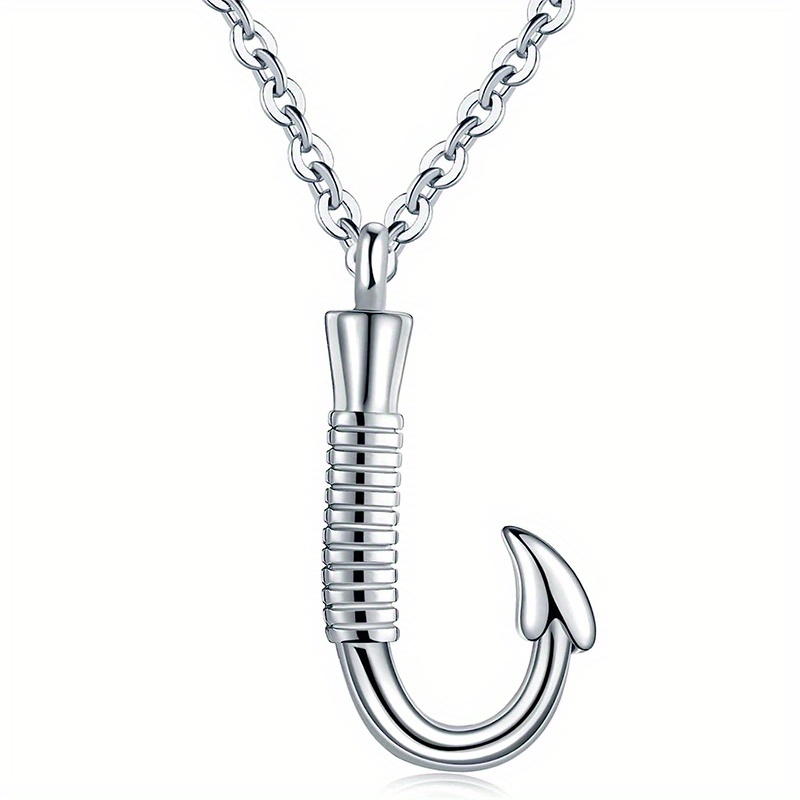 Stainless Steel Fishing Hook Urn Necklace For Ashes Keepsake