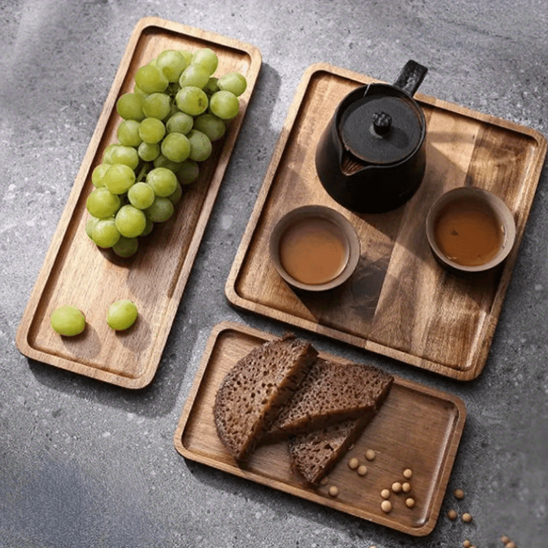 Acacia Wood Breakfast Tray Simple Design Solid Wood Square Temu