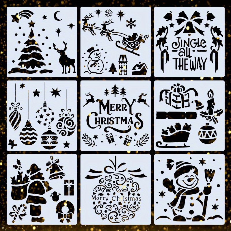  16PCS Christmas Stencils for Painting on Wood Wall, Christmas  Theme Pattern Templates for DIY Home Winter Christmas Decorations, Paint  Wood Signs, Reusable Plastic Stencil