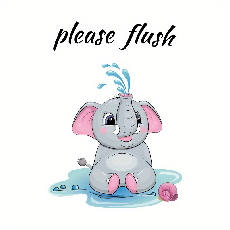 Cartoon Cute Elephant Toilet Stickers Wc Bathroom Decoration - Temu