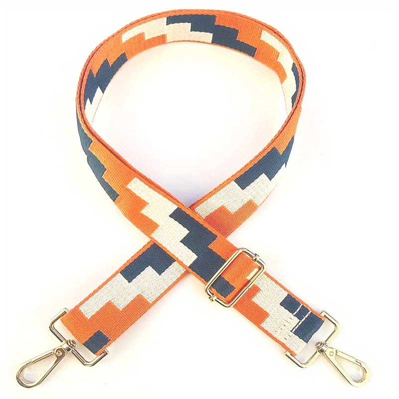 Colorblock Bag Strap Geometric Pattern Adjustable Travel Accessories