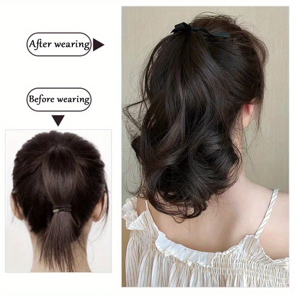 Ponytail Hair Tie Wrapped Around Curly Wavy Ponytail - Temu