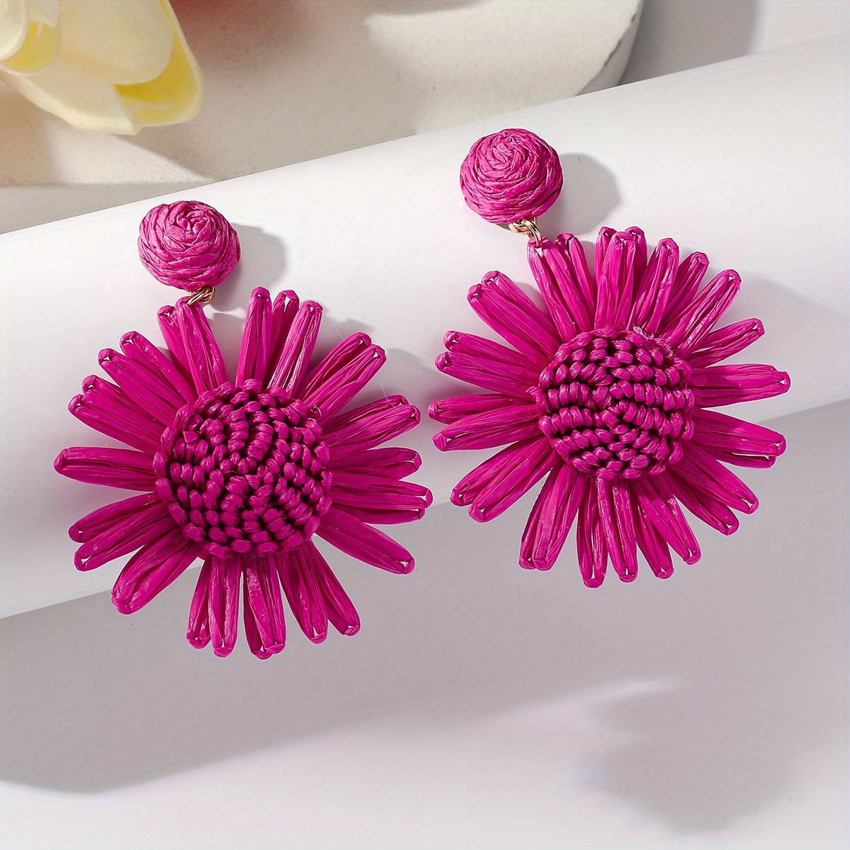 1pair Fashionable Fluorescent Pink Silicone Earrings