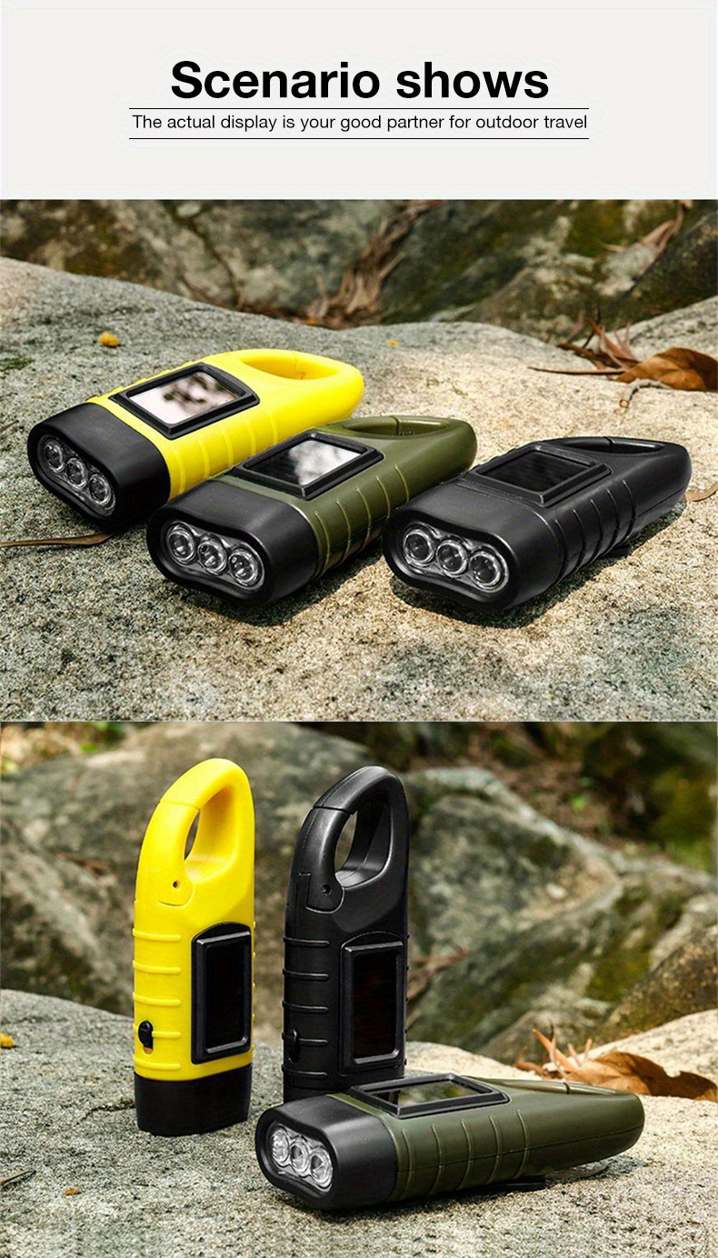 Solar-powered Hand Crank Flashlight For Outdoor Adventures