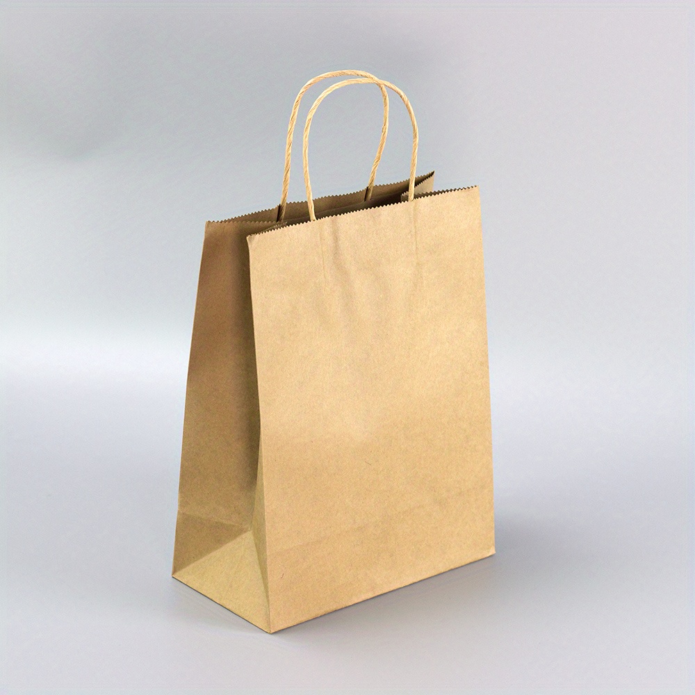 50/100pcs Brown Kraft Paper Bags With Handles, 5.9x3.2x8.3 Inch Small Plain  Gift