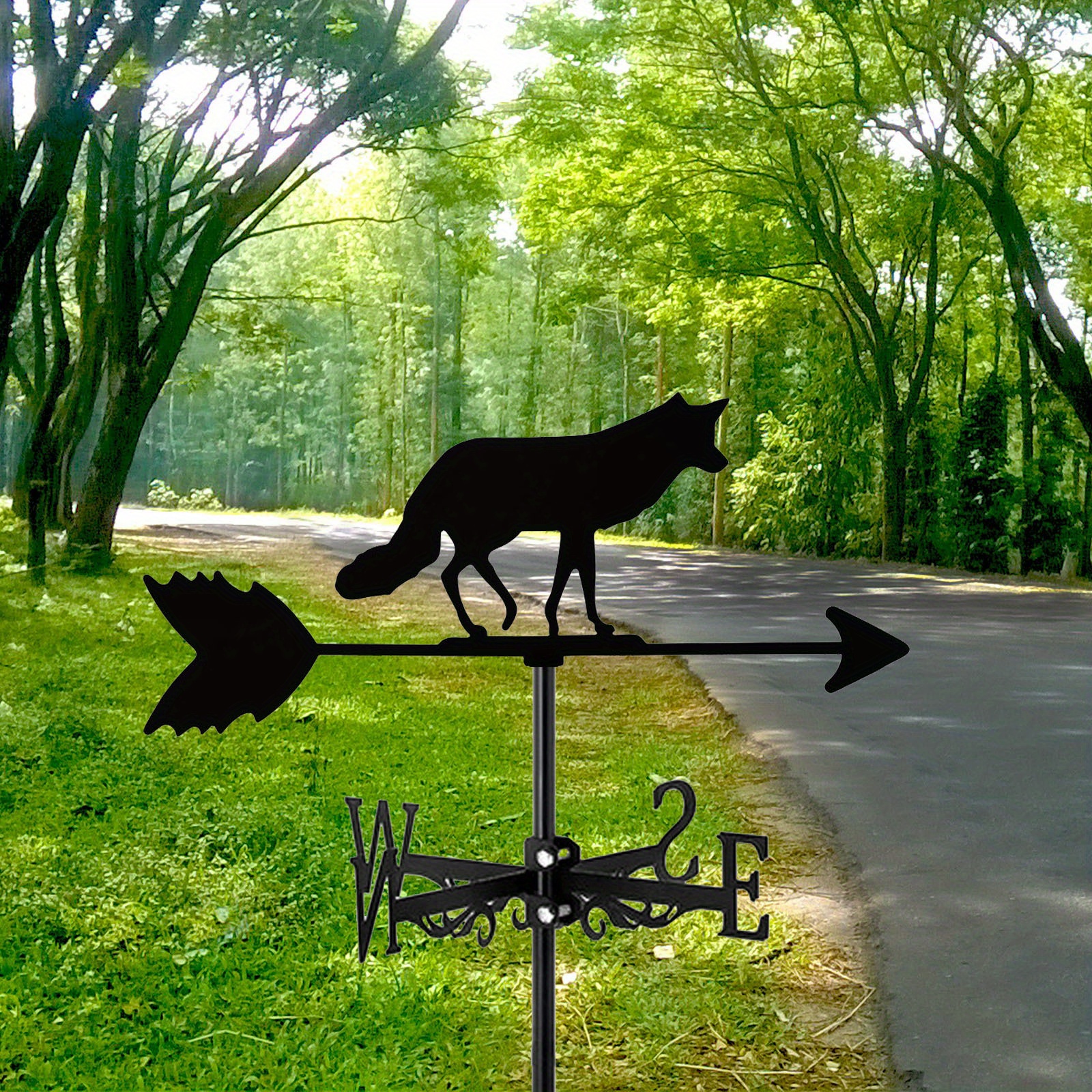 1pc Wolf Metal Weathervane Art Weather Vane With Roof Mount Roof Garden