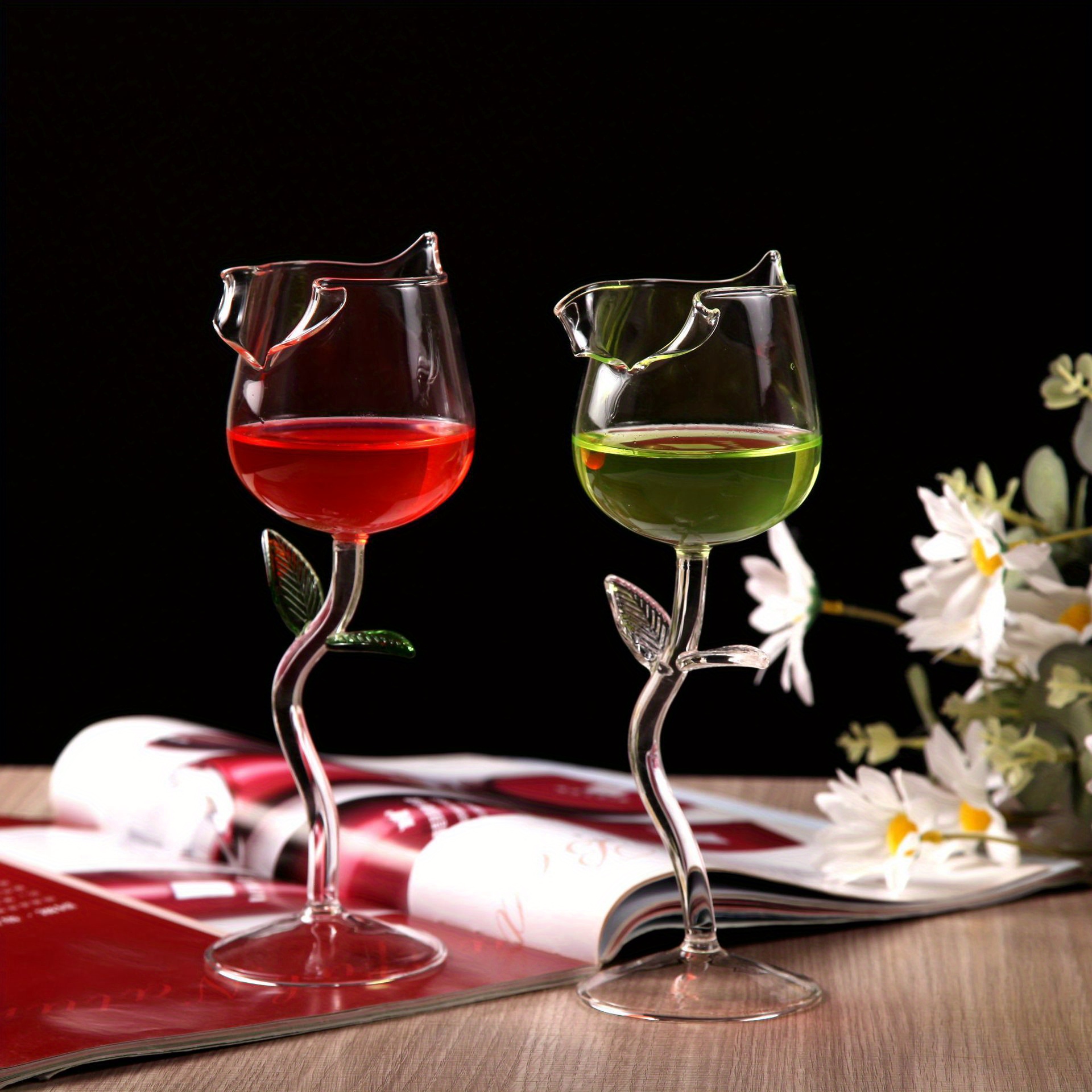 Gobelet à Vin Vintage à Tige Verres à Cocktail, Élégant, Rose, Bleu,  Violet, Style Floral, Vert, Champagne, 200ml, 1 Pièce - AliExpress