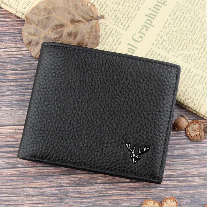 Men's Large Capacity Short Wallet Black Top Layer Cowhide Business New  Multi-card Bag Holder Genuine Leather Wallet Money Clip - Temu United  Kingdom