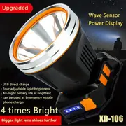 1pc upgrade big light cup headlamp with high brightness and far throw distance waterproof and rechargeable led fishing camping headlight details 0