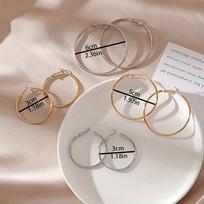 Golden Big Hoop Earrings Lightweight Thin Loop Circle Hoop - Temu