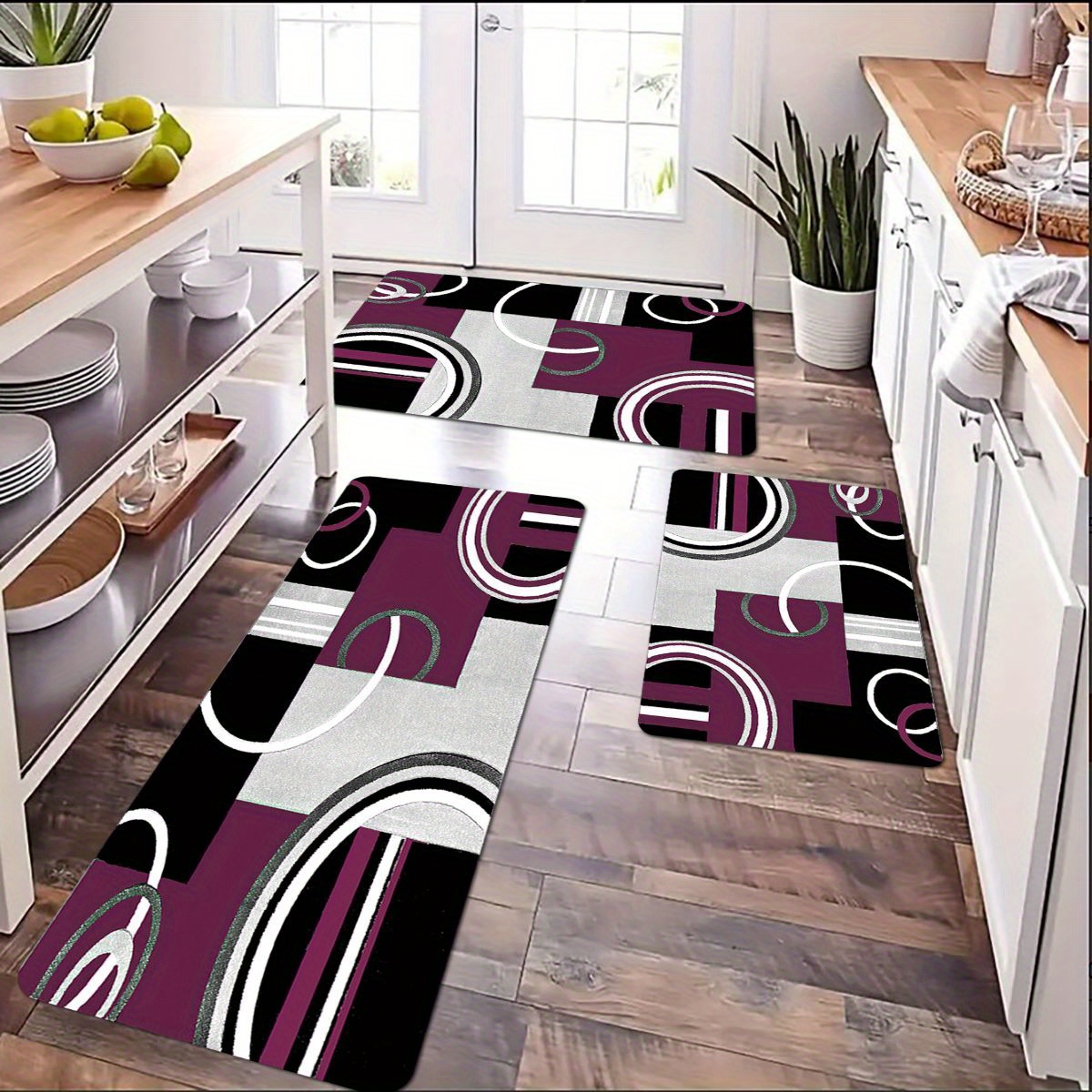 Tapis Cuisine Devant evier Tapis de Couloir Lavable antiderapant Long Absorbant Moderne Motifs Géométriques Tapis de Salon Chambre pour Les Chambres Jeunes Adulte Fille Garcon Rouge 40x60cm