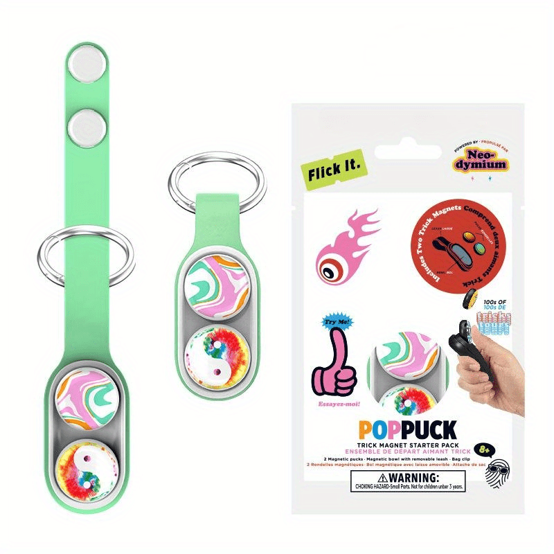 PopPuck Fitget toy Magnetic buckle fingertip Elastic release magnet  Decompression magnetic keychain