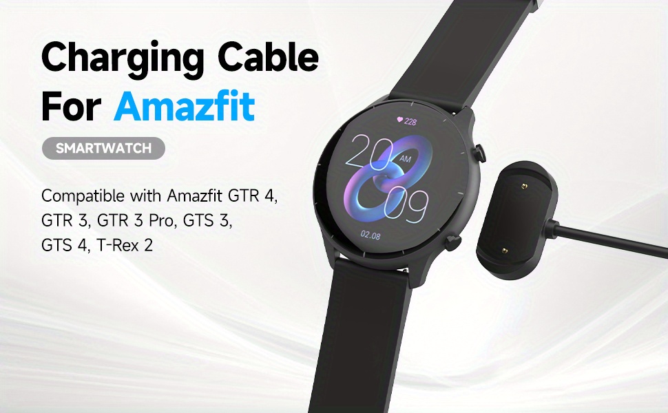 Cargador compatible con Amazfit GTS 2 Mini/Bip U Watch Cable de carga USB  de 3.3 pies para Smartwatch GTS 4 Mini/GTS 2 Mini/Bip U