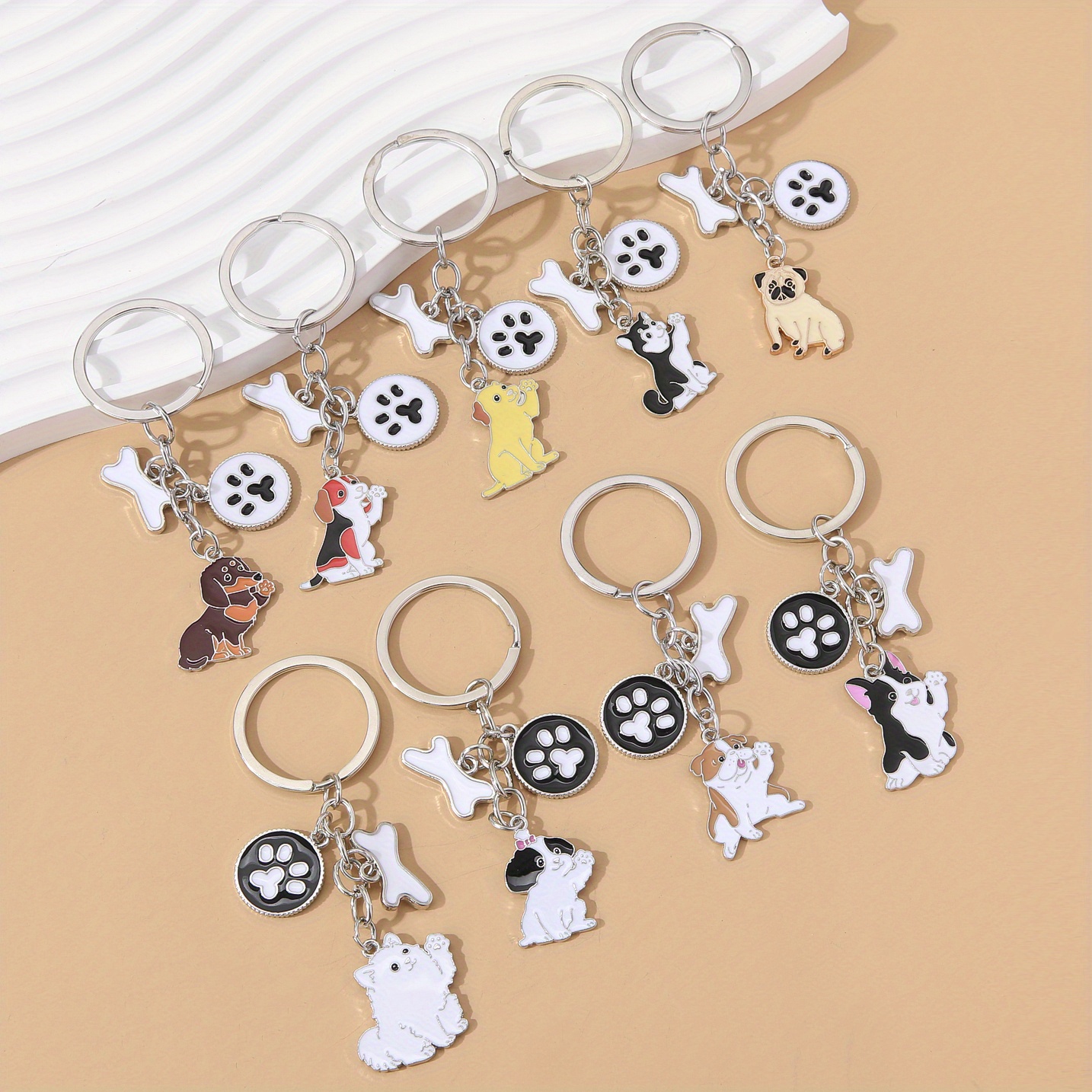 Cute Puppy/kitten Keychain Animal Alloy Key Chain Ring Purse Temu