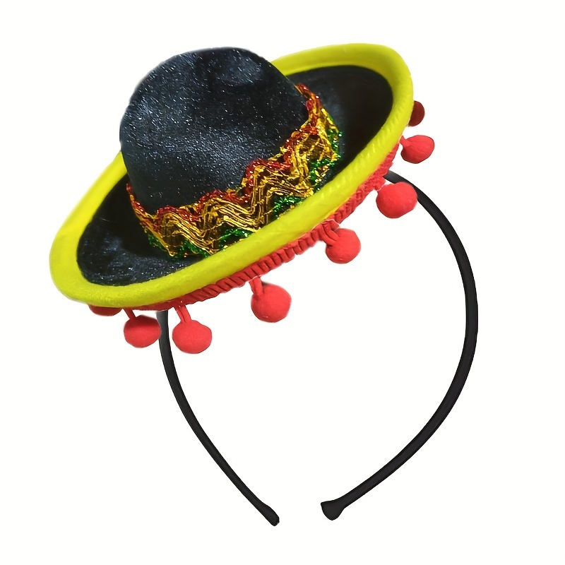 Wide Mexican Sombrero Hat Adults With Serape Trim Authentic - Temu