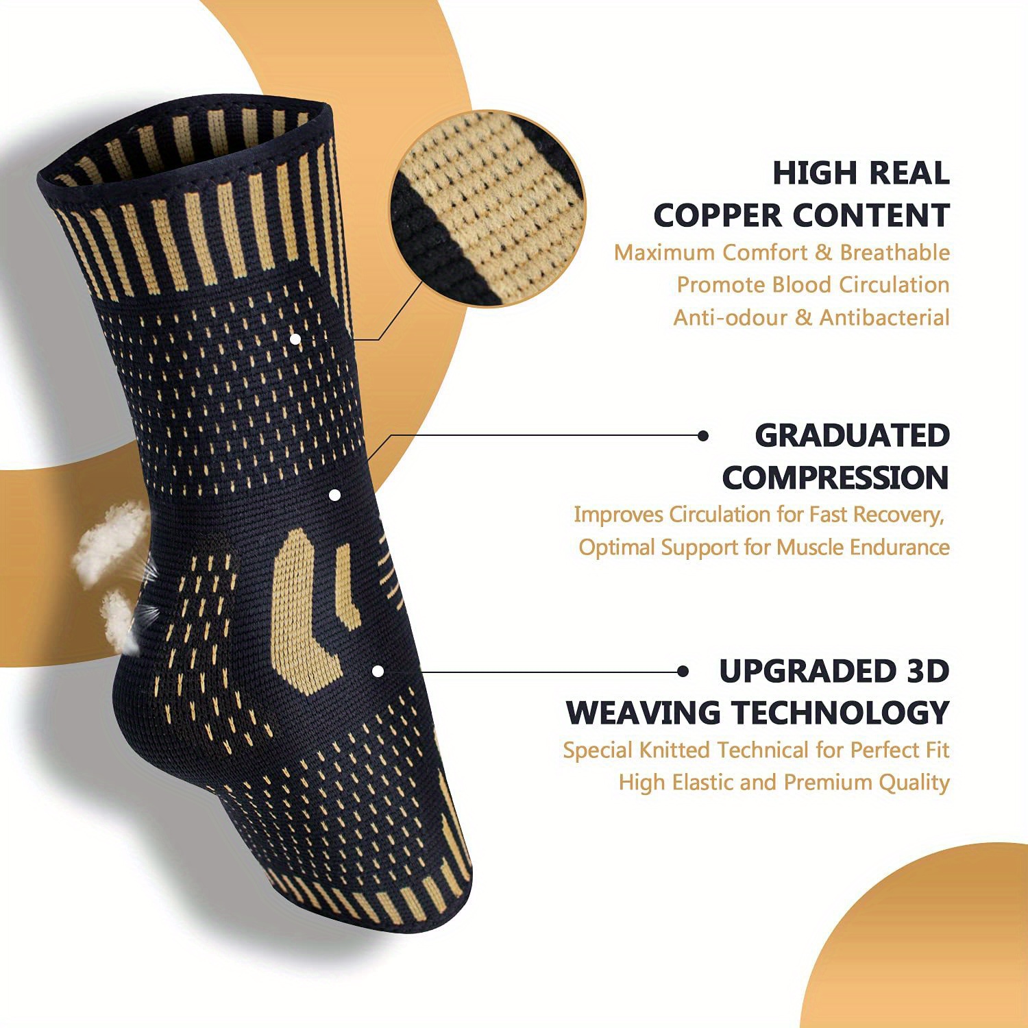 Copper88 Ankle Compression Sleeve for Muscle Support