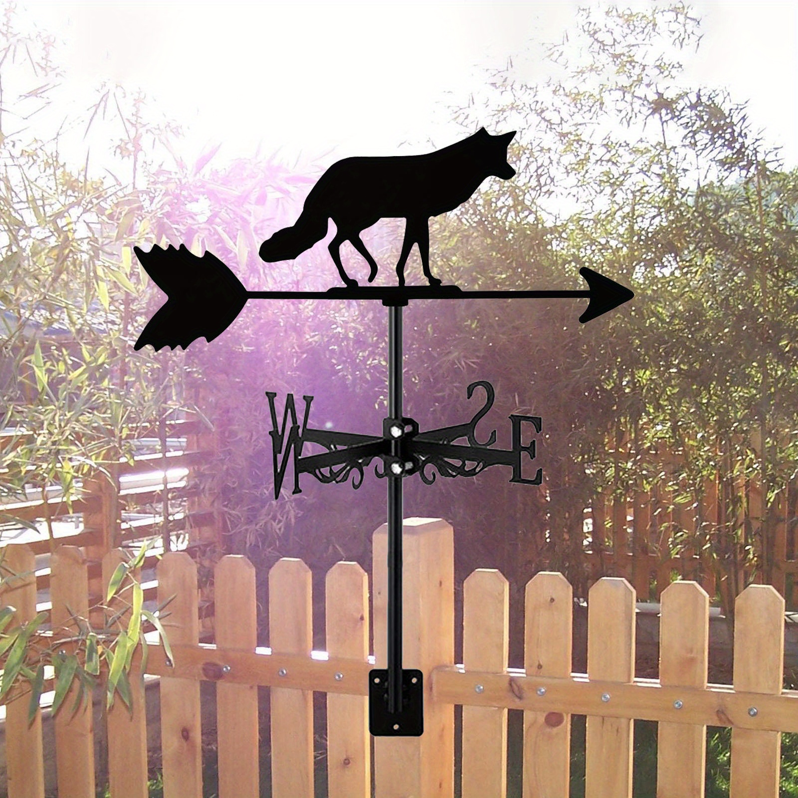1pc Wolf Metal Weathervane Art Weather Vane With Roof Mount Roof Garden