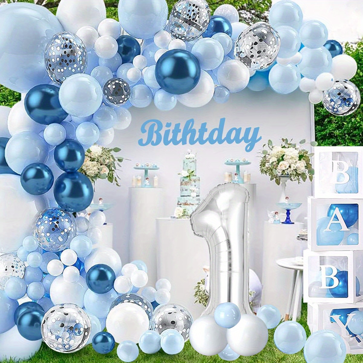 133 Piece Blue Balloon Garland Arch Kit Perfect For Baby Boy