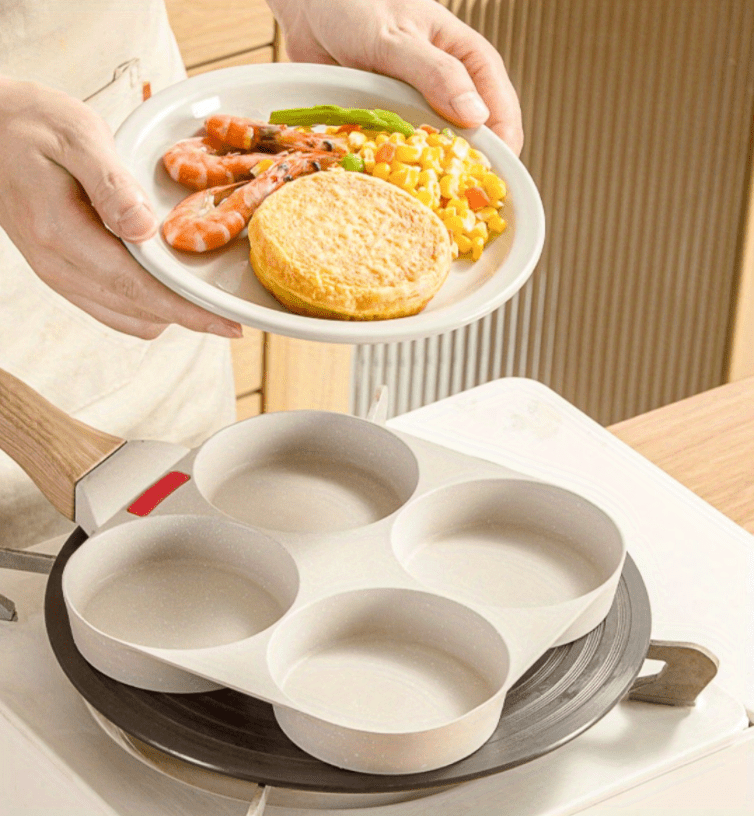 Sartén antiadherente para panqueques, sartén de huevos, sartén de hierro  fundido de 4 tazas, sartén antiadherente para cocinar huevos para gas e